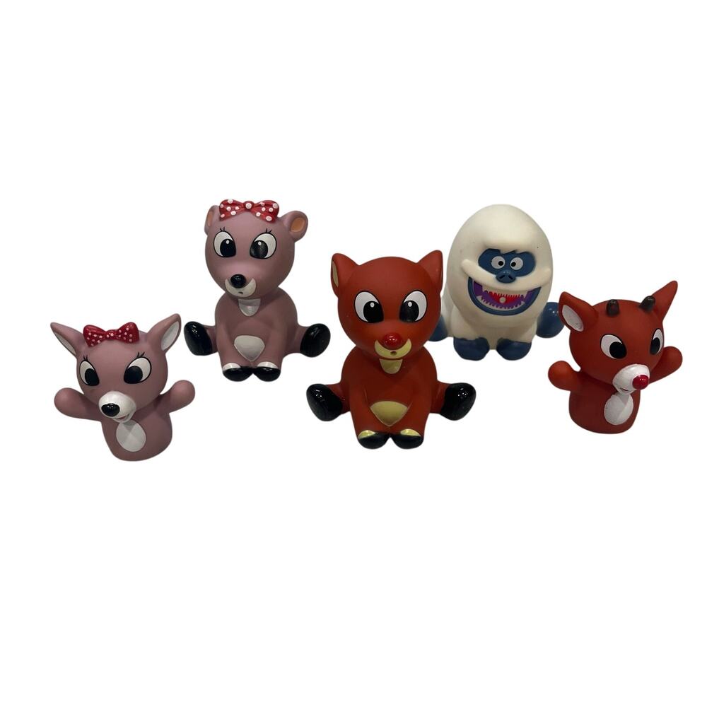 Rudolph Red Nosed Reindeer Bath Toy Squirters & Finger Puppets Lot 5pc Bumble